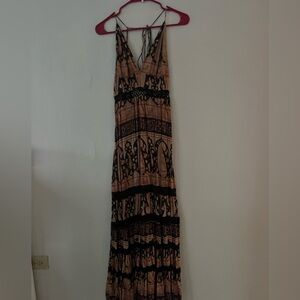 Elegant Black and Brown Maxi Dress